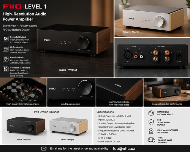 FiiO LEVEL 1 High-Resolution Audio Power Amplifier in Stereo Systems & Home Theatre in Markham / York Region - Image 2