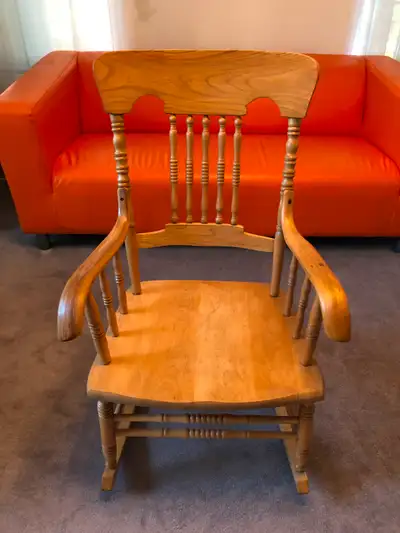 Genuine Antique Curved Arm Solid Rocking Chair, A REAL BEAUTY, View more