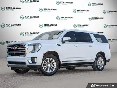 The 2021 GMC Yukon XL SLT 4WD in a pristine White finish offers a refined drive with its robust 44 d...