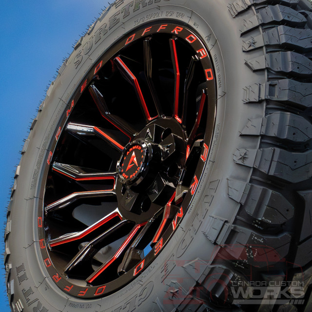 Armed HAVOC 20" Gloss Black & RED MILLED rims - ONLY $1390/SET in Tires & Rims in Regina - Image 3