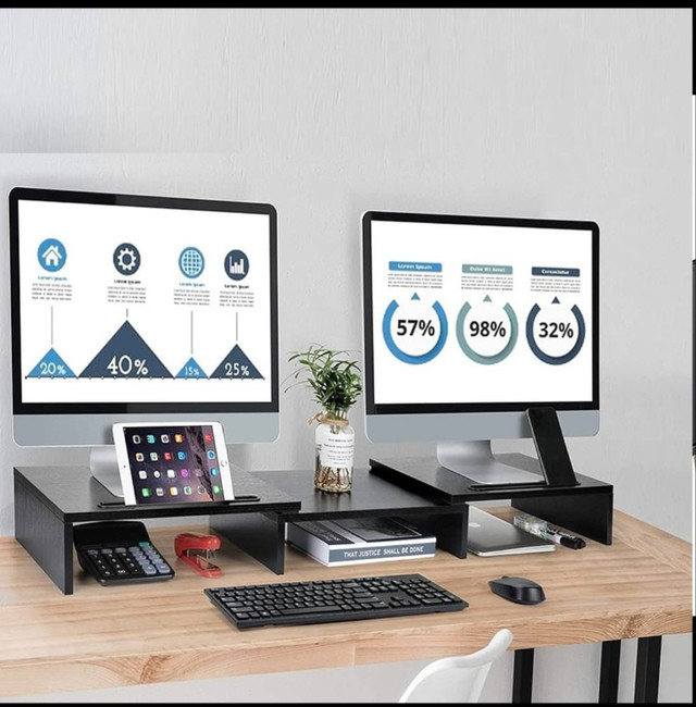 Dual Monitor Stand, Monitor Stands for 2 Monitors, Monitor Stand in Laptop Accessories in Gatineau - Image 2