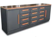 NEW 12 DRAWER & 2 CABINET STEEL WORK TOOL BENCH 1412G
