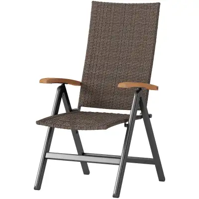 Folding Wicker Patio Dining Chair with 5-level Reclining Back, W, View more