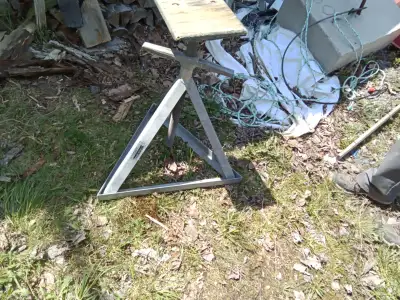 Galvanized, with plywood pad. Measures 20" high plus threads. 4 Available. Located in Chester. 902 2...