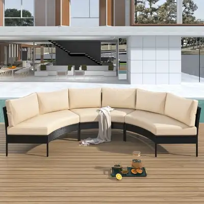 Curved Outdoor Wicker Sectional Sofa, View more