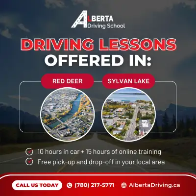 Attention Red Deer and Sylvan Lake! Alberta Driving School is offering top-notch driving lessons in...
