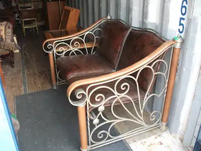 Very Heavy Steel Bench with Leather Seats, View more