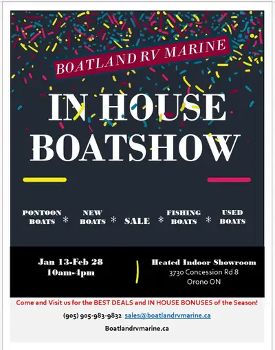 IN HOUSE BOAT SHOW January 13-February 28th Come Visit our indoor showroom for the BEST DEALS and IN...