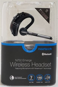 Naztech Black N750 Emerge BT Bluetooth Boom Headset w/ CLA