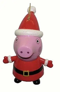 Peppa Pig With Santa Hat Blow Mold Ornament by Kurt Adler - NEW