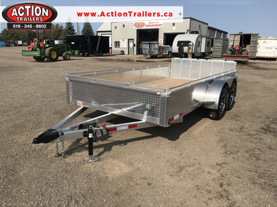 ACTION SERIES 80" X 14' ALL ALUMINUM UTILITY TRAILERS WITH SOLID ALUMINUM SIDES, UPGRADED REAR MESH...