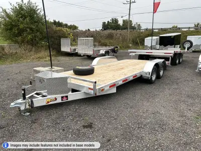 Miska 16' Silver Bullet Deluxe Aluminum Car Hauler These Canadian made Tandem Axle Aluminum Flatbed...