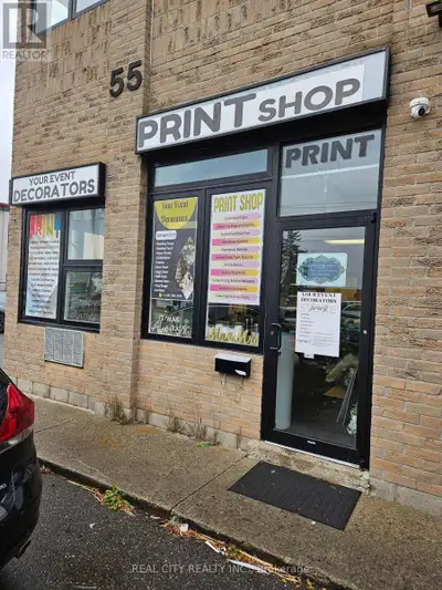Nicely finished bright corner unit facing Rutherford Rd. S. Currently print shop but could be retail...