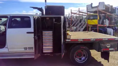 WELDING DECK WITH BUILT IN TOOL BOX CABINETS, View more