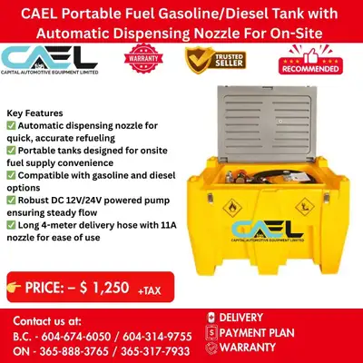 Finance! New CAEL Portable Fuel Gasoline & Diesel Tank Efficient On-Site Refueling Solution 1,250 Th...