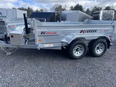K-Trail Galvanized Dump trailer 72in. x 10' 5 Ton 2 x 5200 lbs Dexter axles, Aluminum box with batte...