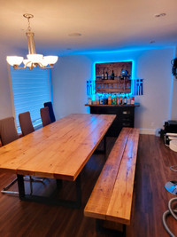 12' Long Kitchen Tables, Wood with metal legs