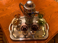 Stainless steel hammered Cocktail Serving Tray Decanter/Tray and