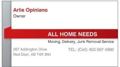 Tel: 4035974992 We are friendly, fast, reliable local movers servicing Red Deer and surrounding area...