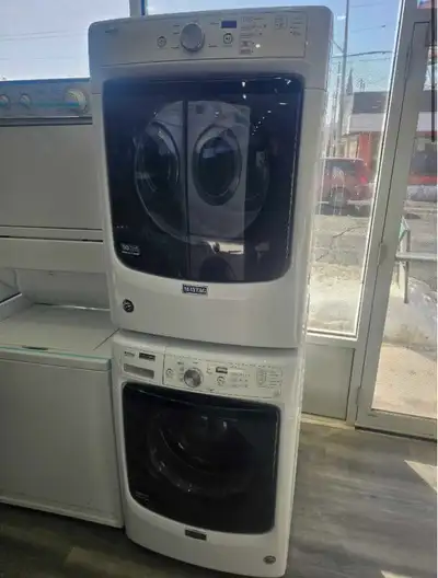 WOW Maytag 27" White Frontload Stackable Washer GAS Dryer Set, View more