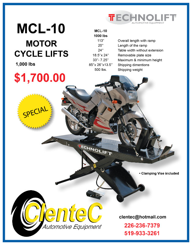 MOTORCYCLE LIFT - $1,700 - CLENTEC in Other in London