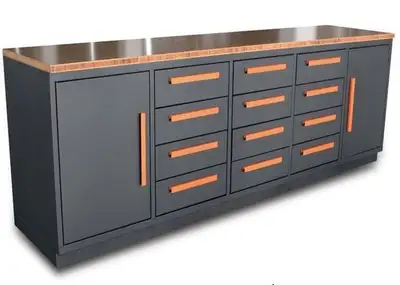 10 Ft 12-Drawer & 2-Cabinet Steel Workbench – Tool Storage, View more