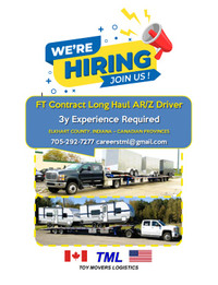 Contract AR Driver Wanted for USA/CAN RV Hauling!
