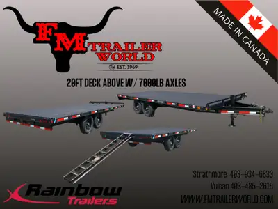 20' Medium Duty Rainbow Excursion Deck Above Bumper Pull Trailer with 2 x 7000# Axles 8'6in. wide Sl...