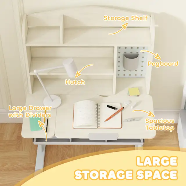 Kids Desk Height Adjustable with Tilted Desktop, Storage, Drawer in Toys & Games in City of Toronto - Image 6