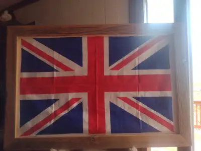 35 x 23 1/2 Union Jack flag framed, View more