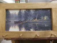 Camp Site & Canoe Art Framed Peg Board