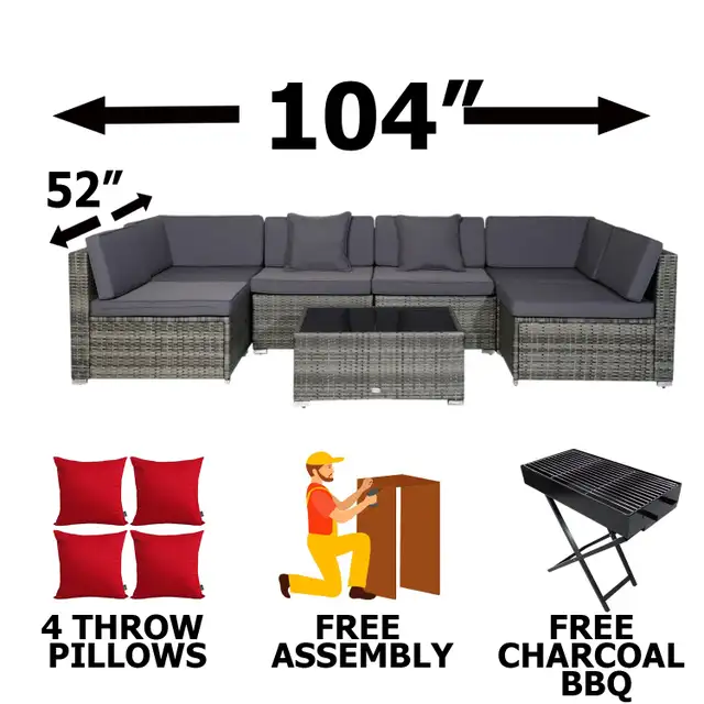 Patio Outdoor Furniture Garden Wicker Sectional Sofa Set in Patio & Garden Furniture in Mississauga / Peel Region - Image 3