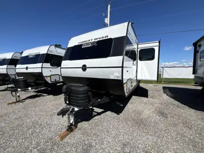 Forest River IBEX travel trailer 19QRB Beast Mode highlights: Front Queen Bed Central Vacuum Slam La...