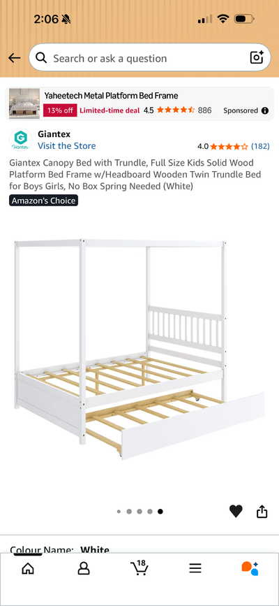 Full/double solid wood canopy bed with trundle. Double mattress does not come with the bed but the t...