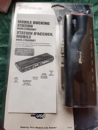 Add versatility to your laptop with a Targus docking station. Hook up to any peripheral. Asking $20....