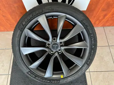 Set of takeoff OEM 20"x9" 5x114.3ET34.5 CB:64.1 Gunmetal installed with Nankang AS-3 EV Tires 255 40...