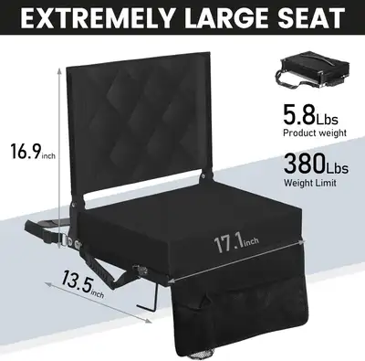BNIB Back Support Padded Cushion Portable Folding Stadium Seat, View more