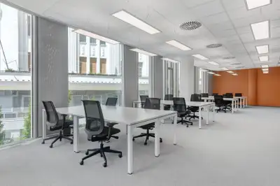 Access a bright and inspiring office space to rent designed to help teams of five to do their best w...