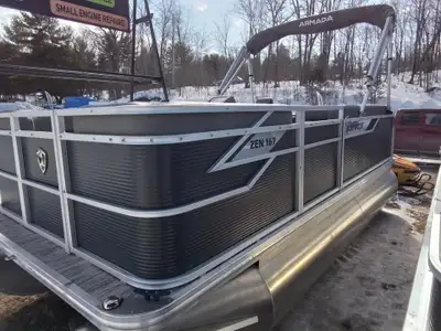Armada Zen 167 (16x7ft) Pontoon Boat - deluxe vinyl flooring - bimini and mooring cover - stereo - 2...
