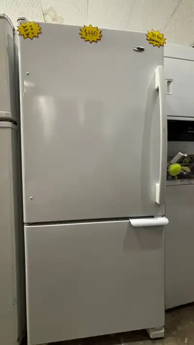 Amana Bottom Freezer Refrigerator  30” Wide 30 Days Warranty, View more