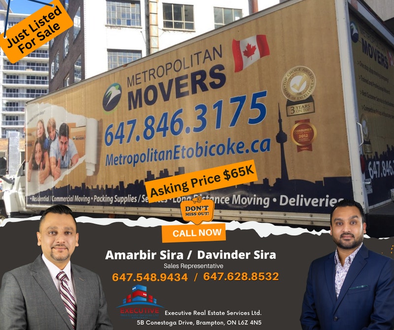 Franchised Moving Business For Sale in Etobicoke Commercial & Office