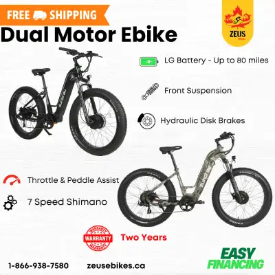 Visit us at www.zeusebikes.ca Financing Available Free Shipping Canada Wide on our website Showroom...