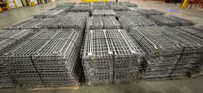 Used wire mesh deck for pallet rack - $30 each!, View more