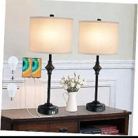 26" Farmhouse Bedside Table Lamps for Bedroom Nightstand Livingr