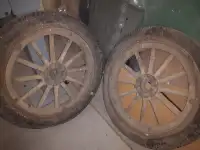 Vintage wooden spoked wheels