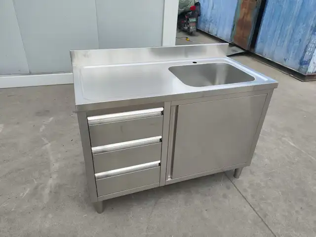 SS SINK W/ 3 STORAGE DRAWERS COMMERCIAL KITCHEN UTILITY 1218238 in Other in Regina - Image 8