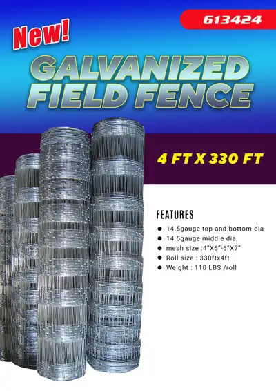 NEW 330 FT 4 FT GALVANIZED FIELD FENCE 613424, View more