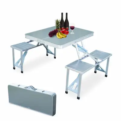 Folding Picnic Patio Table & Seats Outdoor Park BBQ Furniture, View more