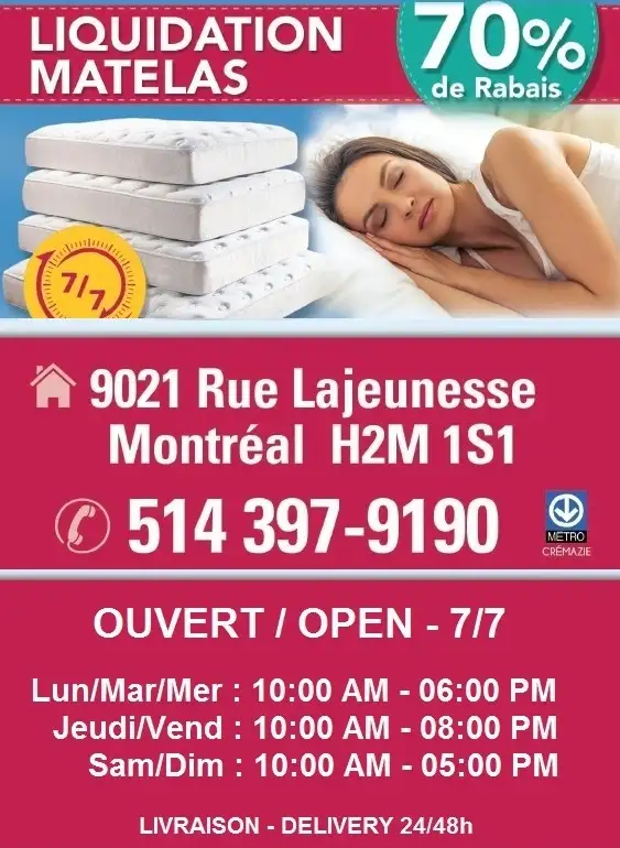 ⚡️ENTREPOT MATELAS !! SPÉCIAL LIQUIDATION 70% !! ⚡️ in Beds & Mattresses in City of Montréal - Image 4