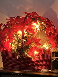 Poinsettia fake plant in a basket